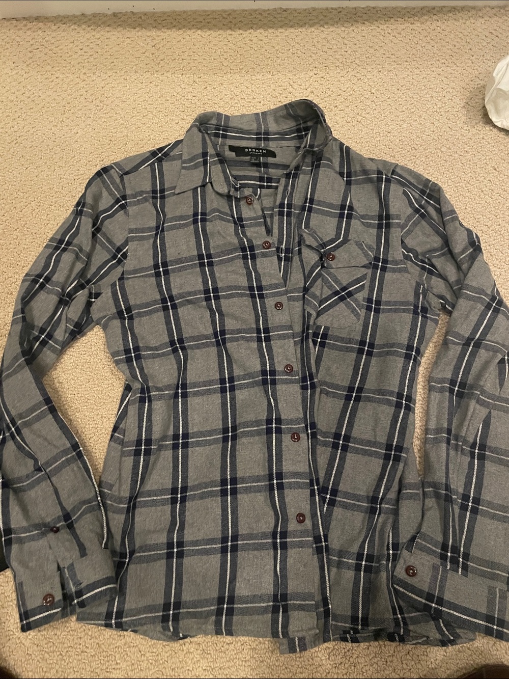 Unbranded Men's Gray Plaid Button-Down Shirt